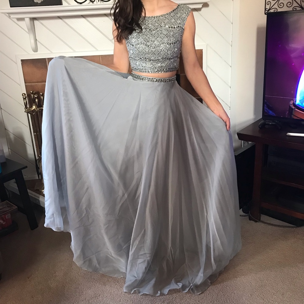 Sherri Hill Gray/Blue two piece dress - Picture 3 of 5